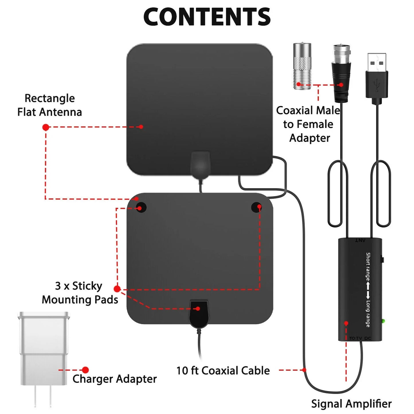 300 Miles Indoor Digital Amplified HDTV Antenna W/ Signal