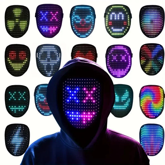 LED Mask with Gesture Sensing Light up Face Transforming