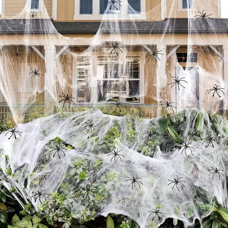 200 Sqft Spider Webs Halloween Door Decorations With Fake