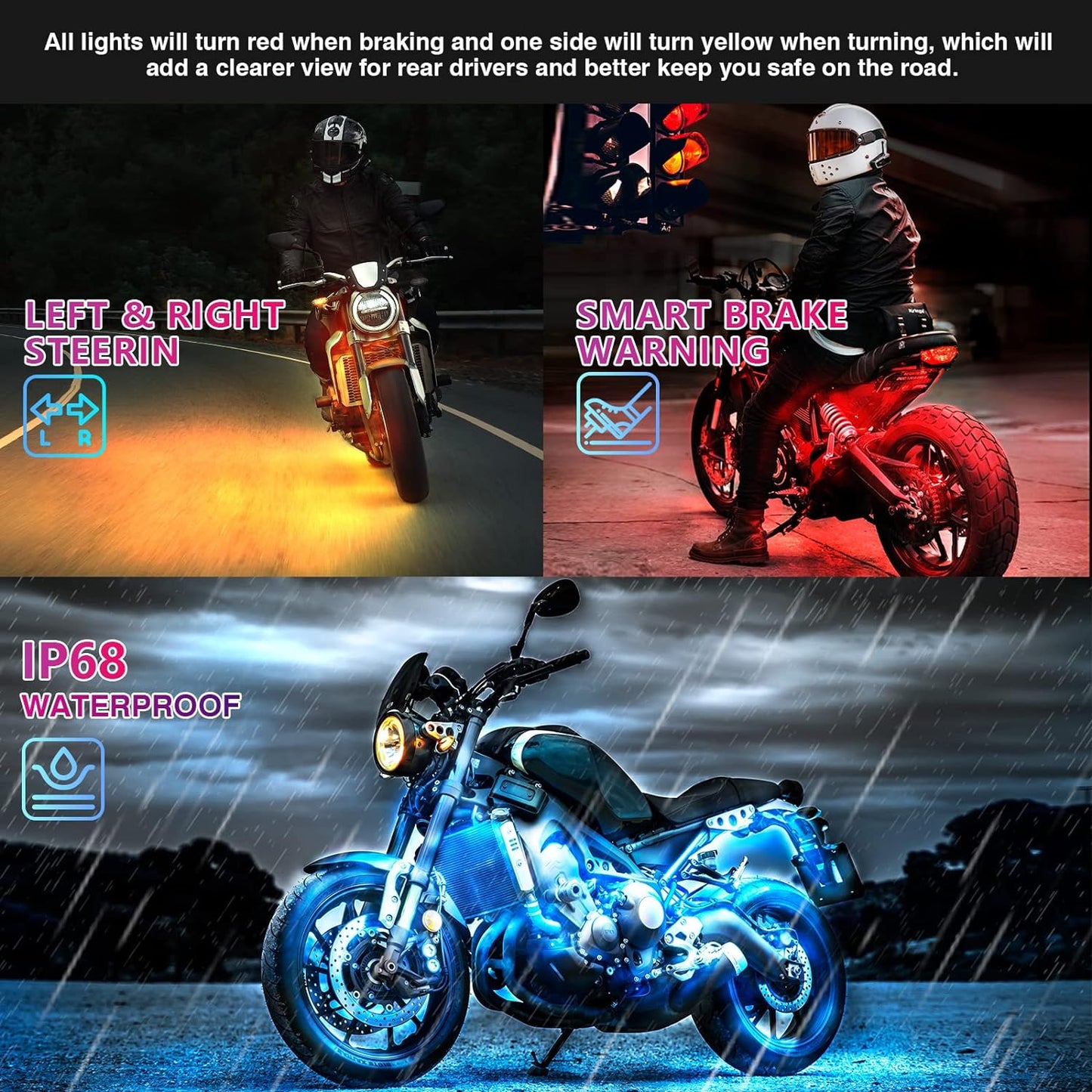 Motorcycle Led Light Kit With Brake Light Turn Signal