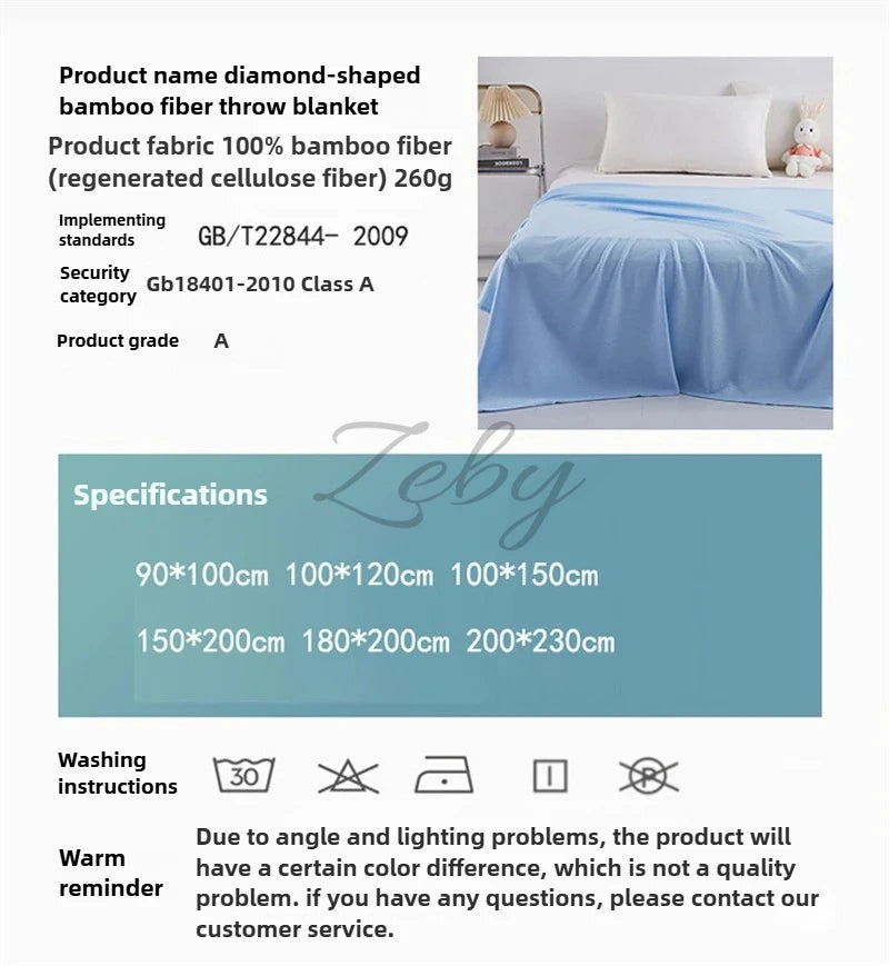 100% Bamboo Fiber Summer Blanket Lightweight Breathable