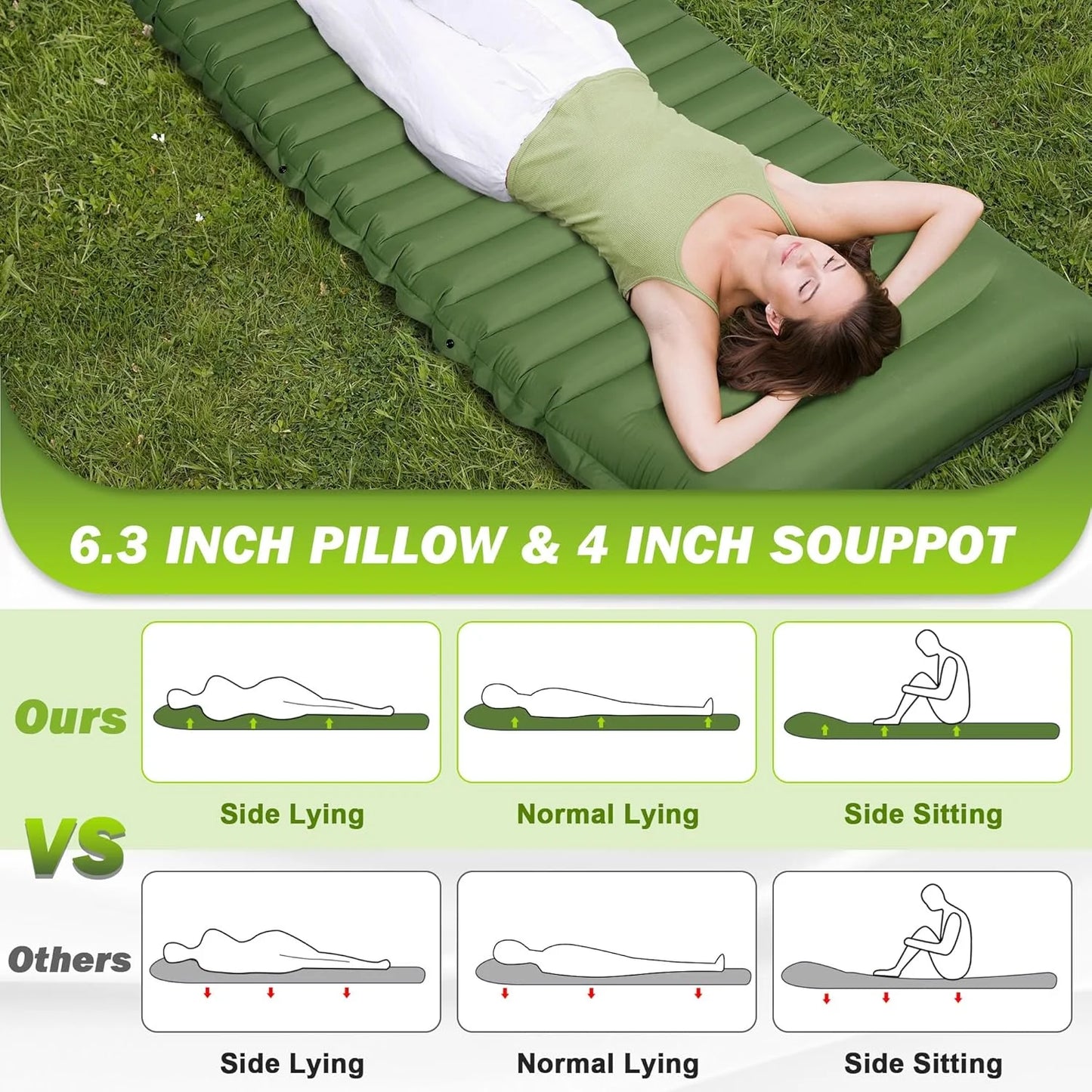 Extra Thick 4 Inch Camping Sleeping Pad Outdoor Camping