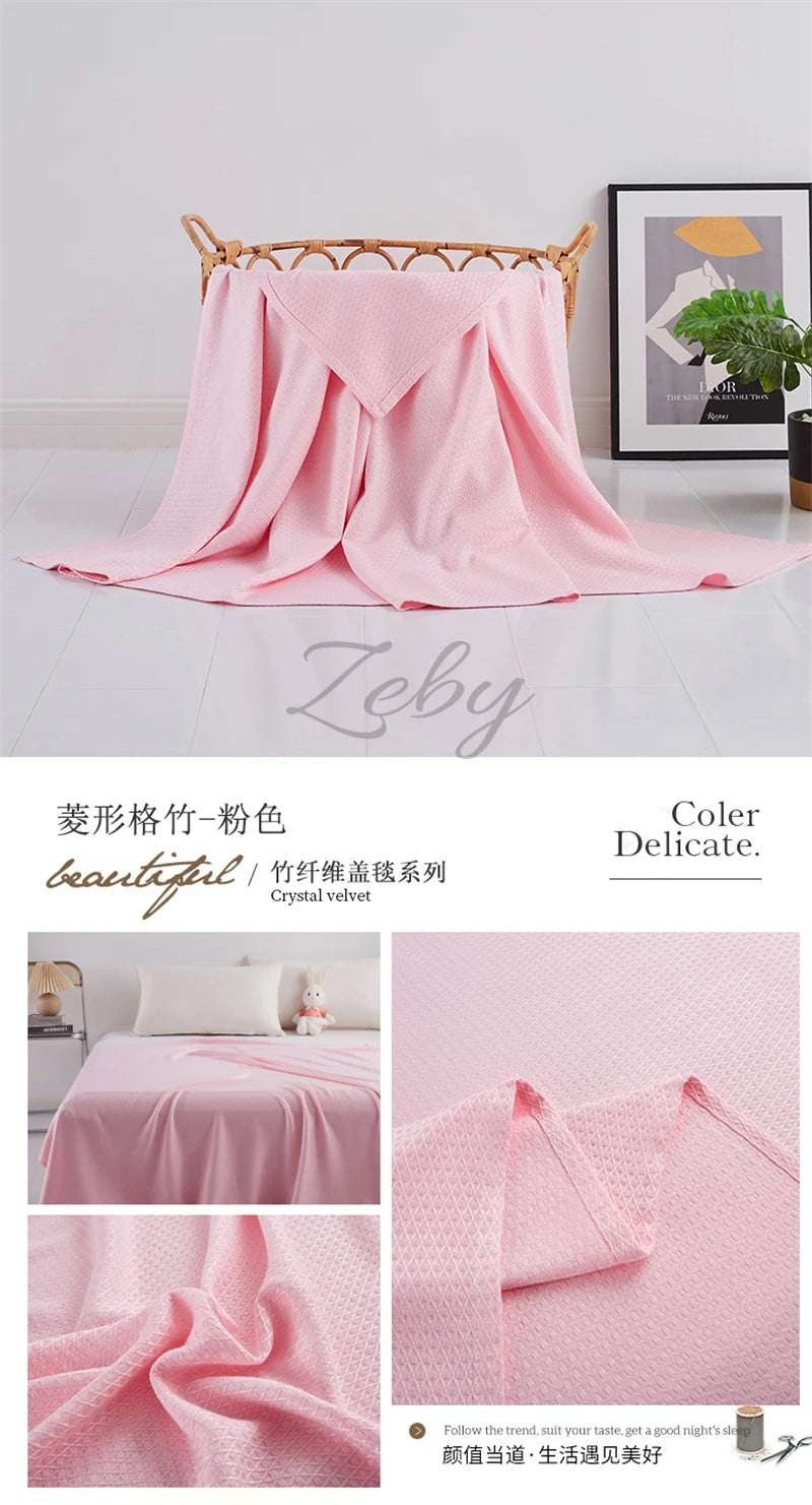 100% Bamboo Fiber Summer Blanket Lightweight Breathable