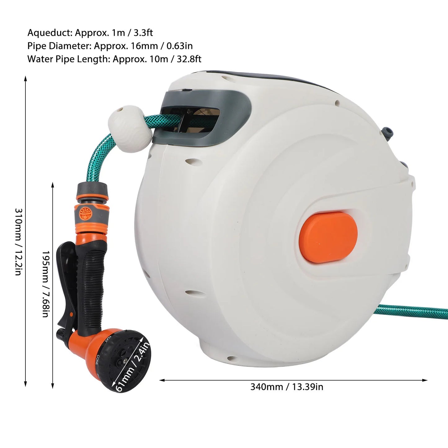Retractable Garden Hose Reel Any Length Lock Automatic