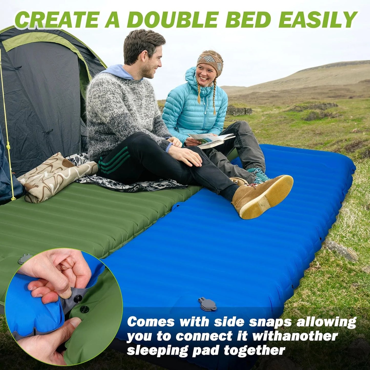 Extra Thick 4 Inch Camping Sleeping Pad Outdoor Camping