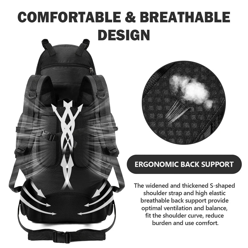 90L Waterproof Hiking Camping Backpack Trekking Bag