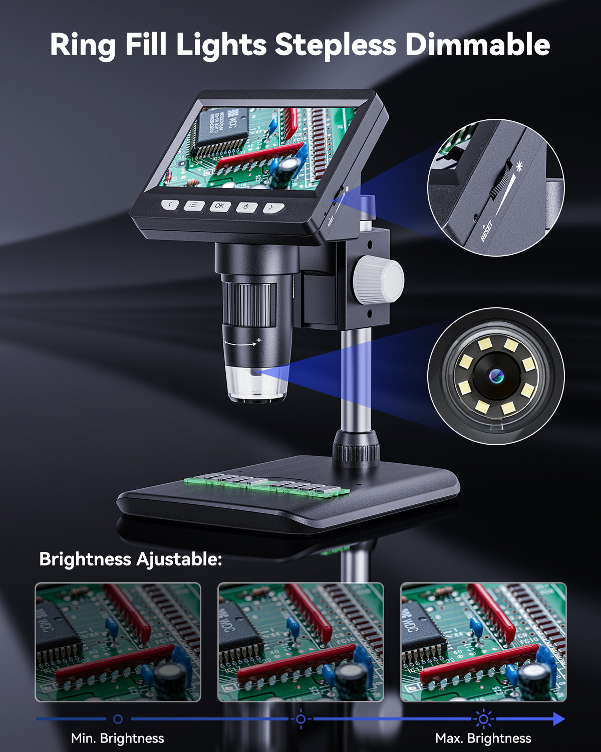 4.3 Inch Digital Soldering Microscope For Electronics