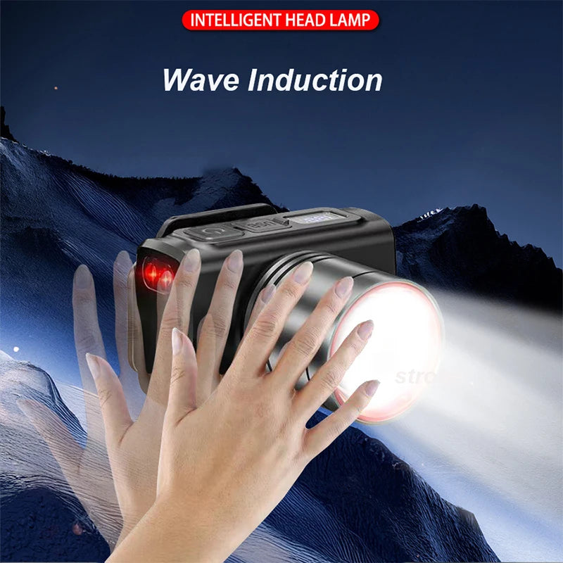 Rechargeable Headlamp Super Bright Head Light Motion Sensor