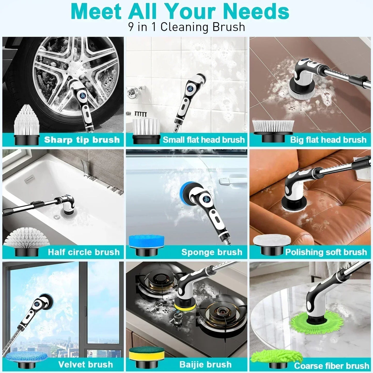 TINSOL 11-in-1 Multifunctional Electric Cleaning Brush