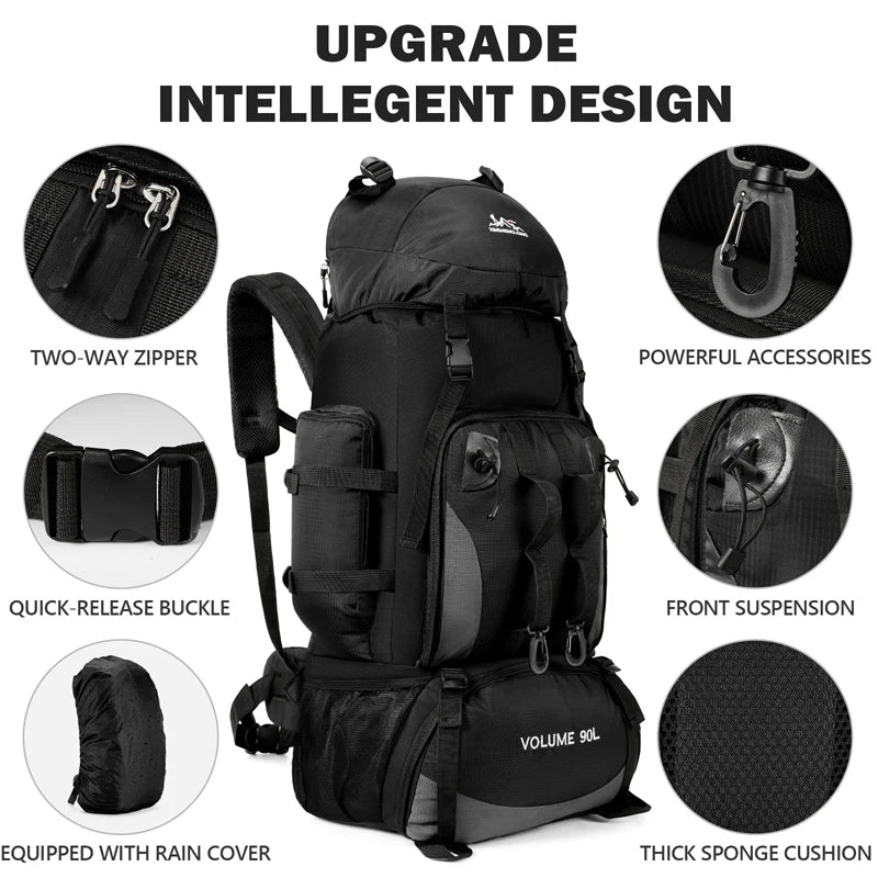 90L Waterproof Hiking Camping Backpack Trekking Bag