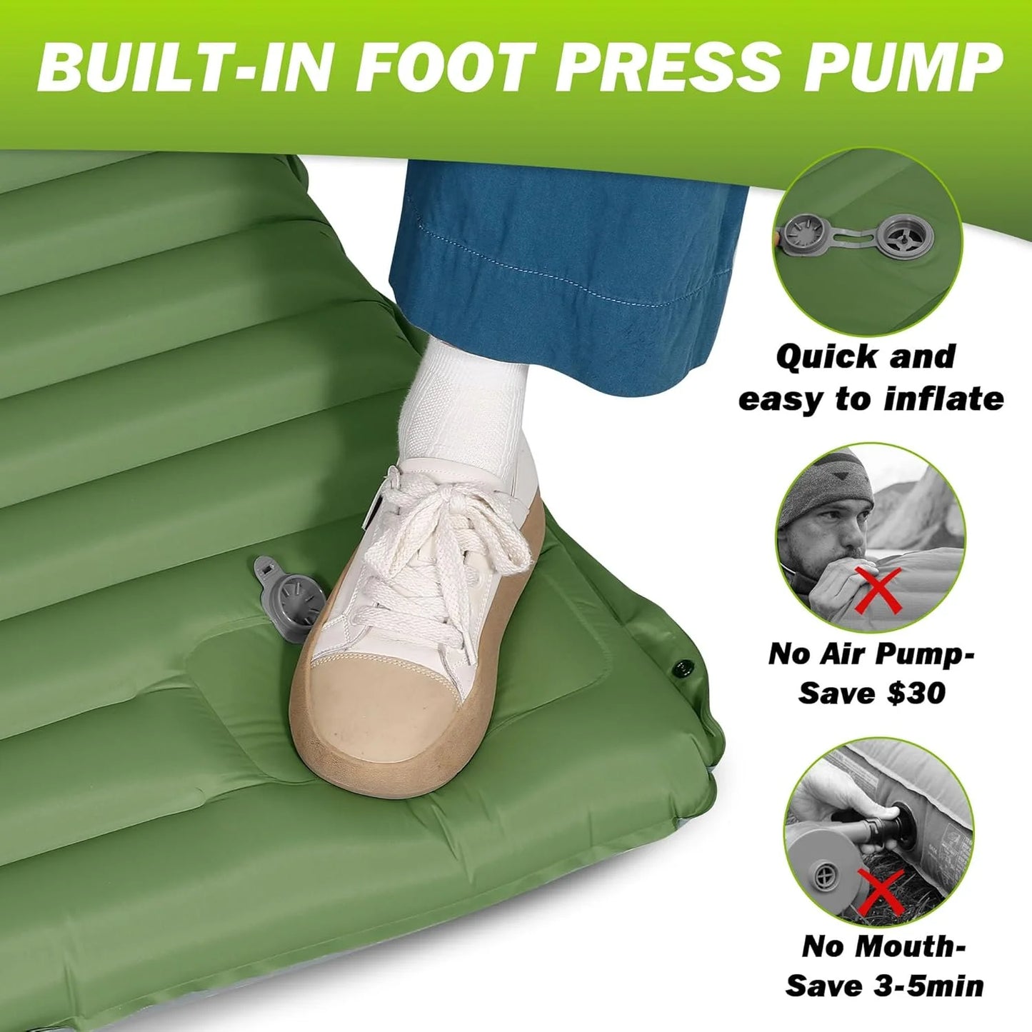 Extra Thick 4 Inch Camping Sleeping Pad Outdoor Camping