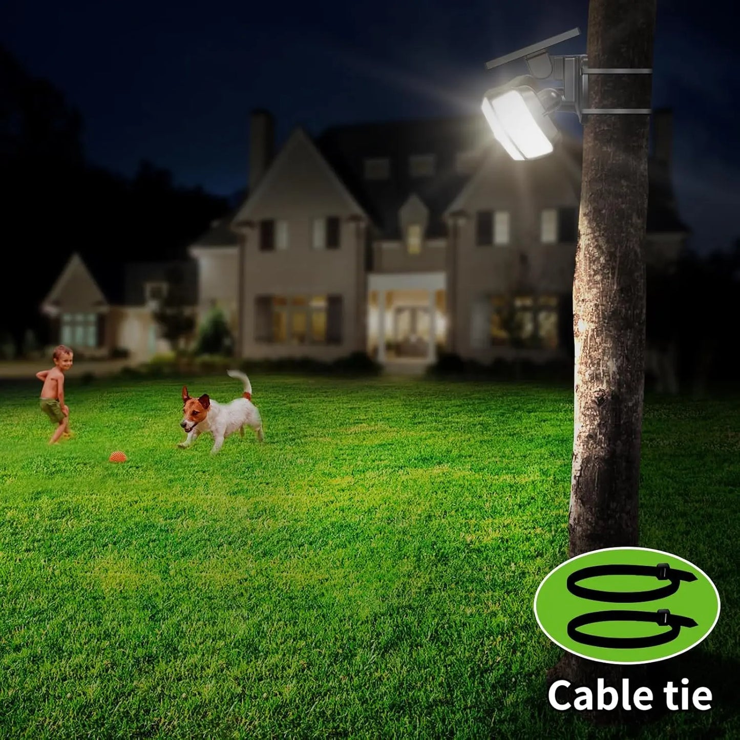 intelamp 6000mah Outdoor Solar Light Security Flood Light