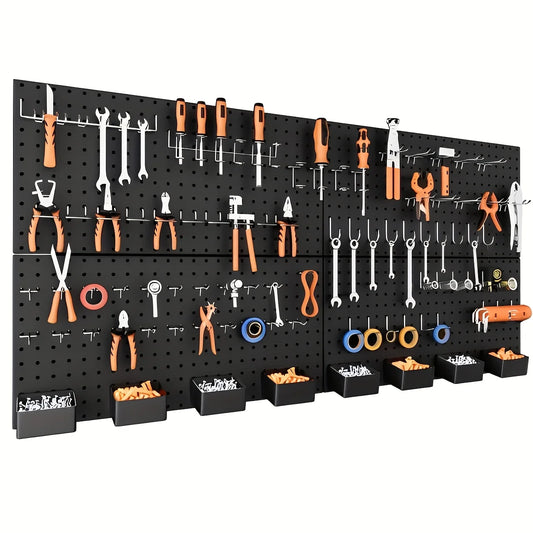 12*24 Inch Black Pegboard Panels Tool Organizer Kit with