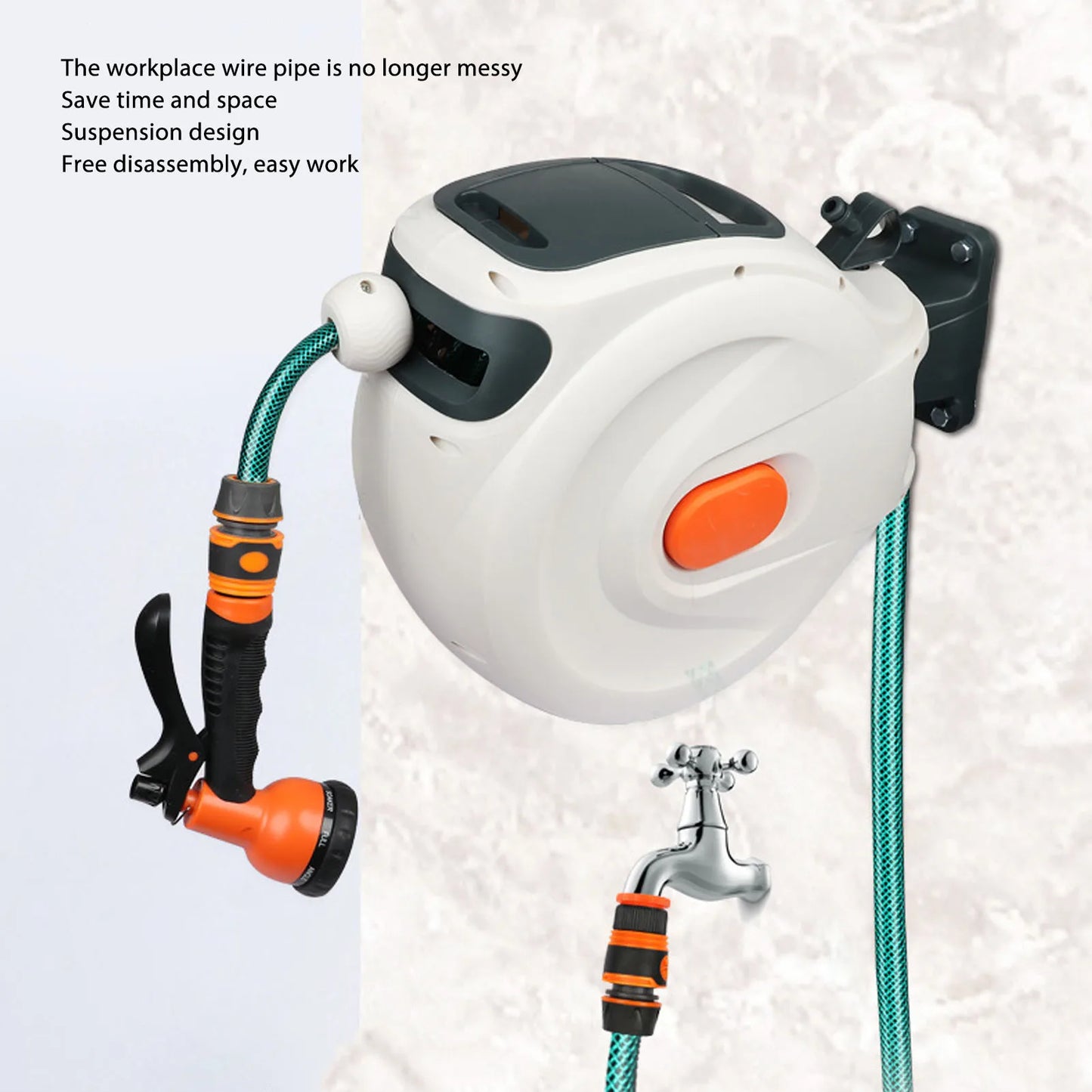 Retractable Garden Hose Reel Any Length Lock Automatic