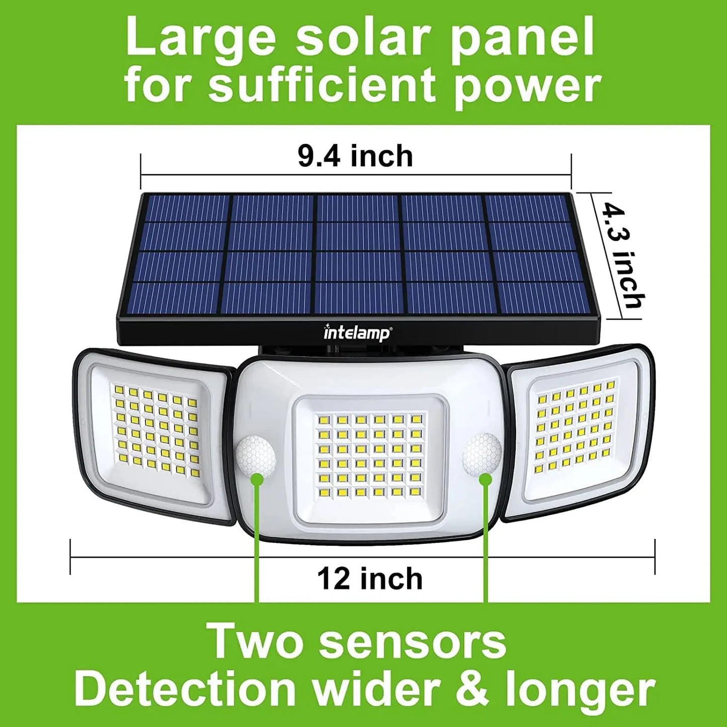 intelamp 6000mah Outdoor Solar Light Security Flood Light