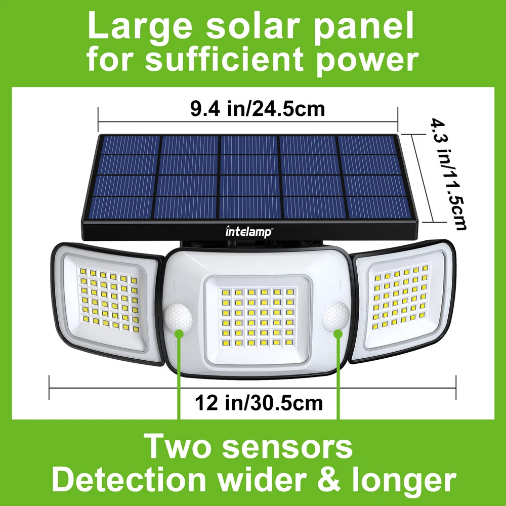 intelamp 6000mah Outdoor Solar Light Security Flood Light