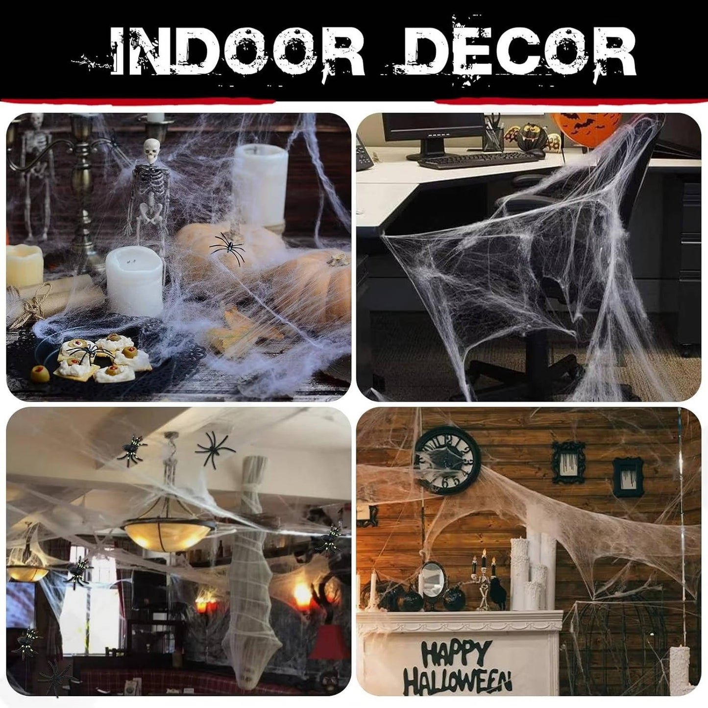 200 Sqft Spider Webs Halloween Door Decorations With Fake