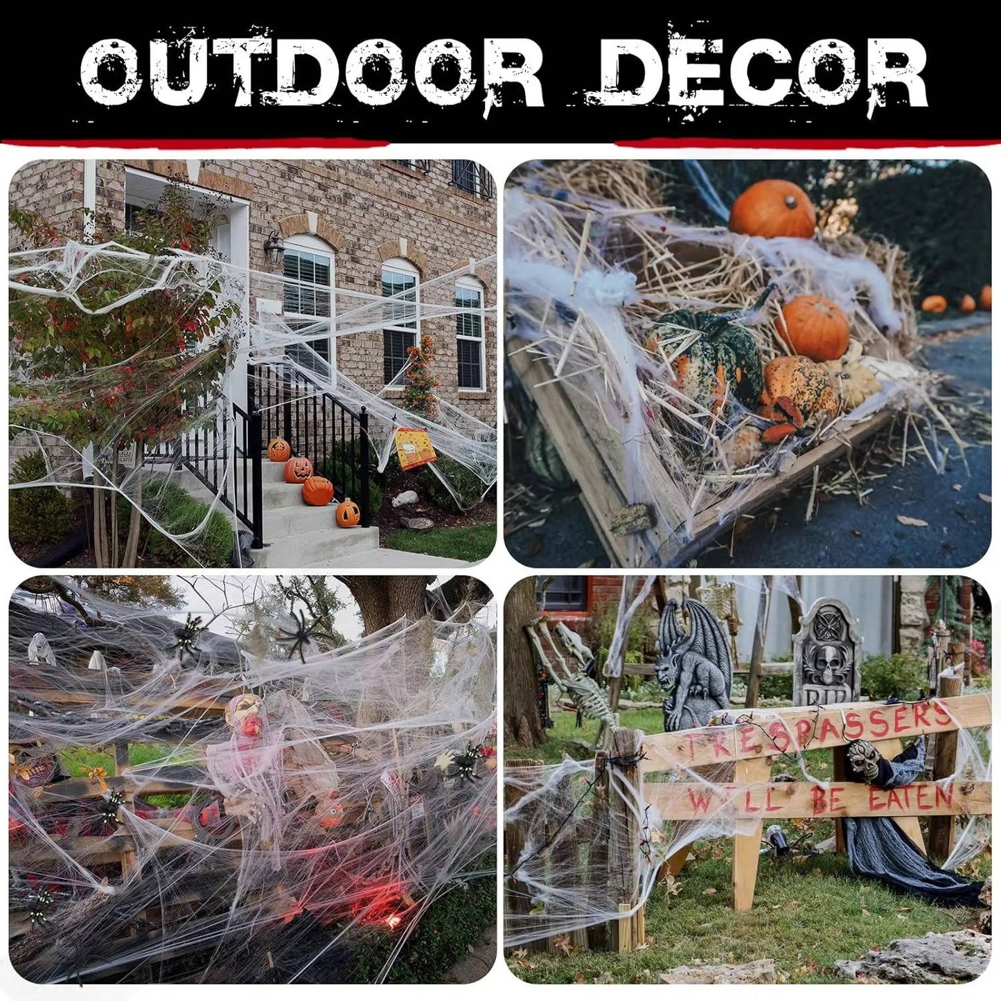200 Sqft Spider Webs Halloween Door Decorations With Fake