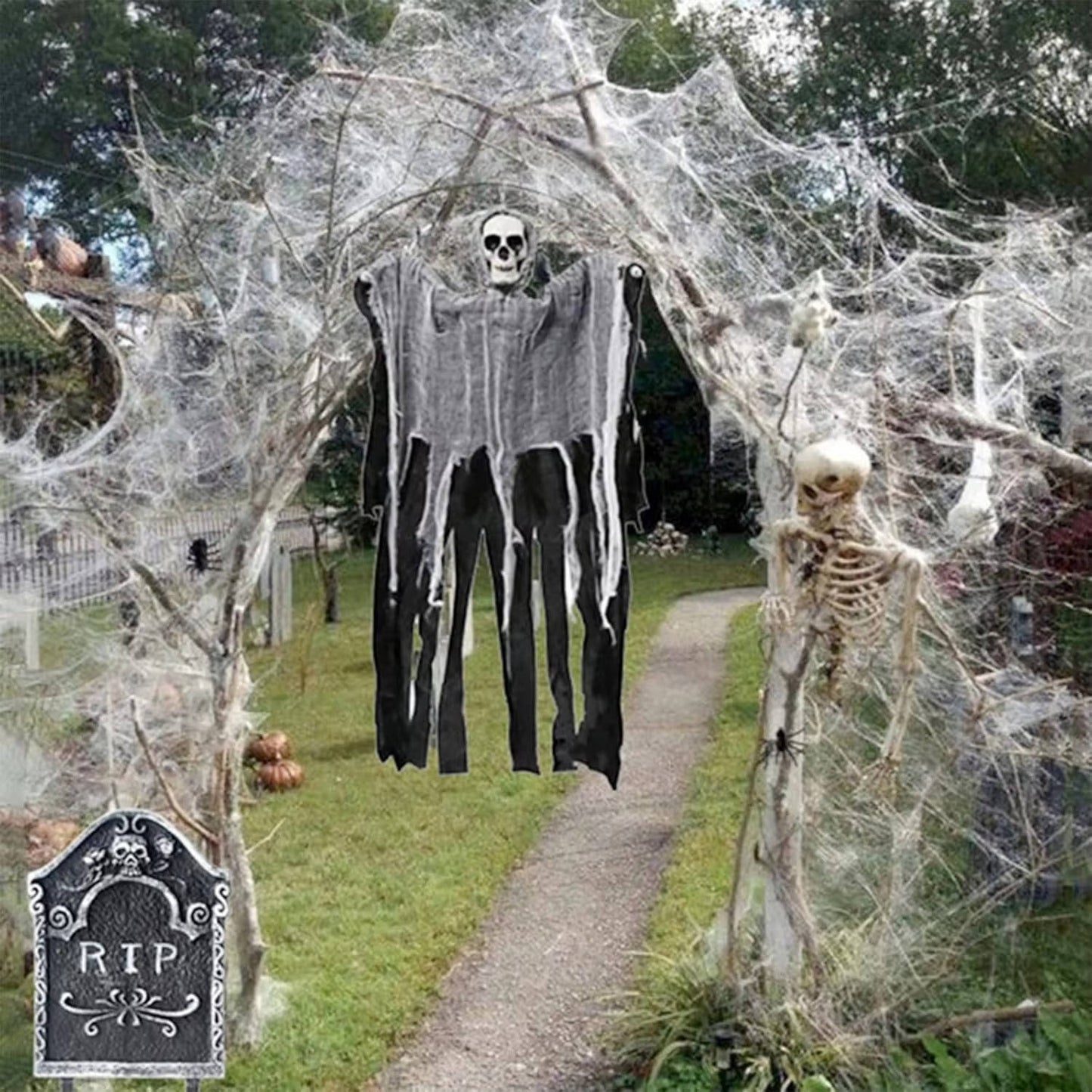 200 Sqft Spider Webs Halloween Door Decorations With Fake