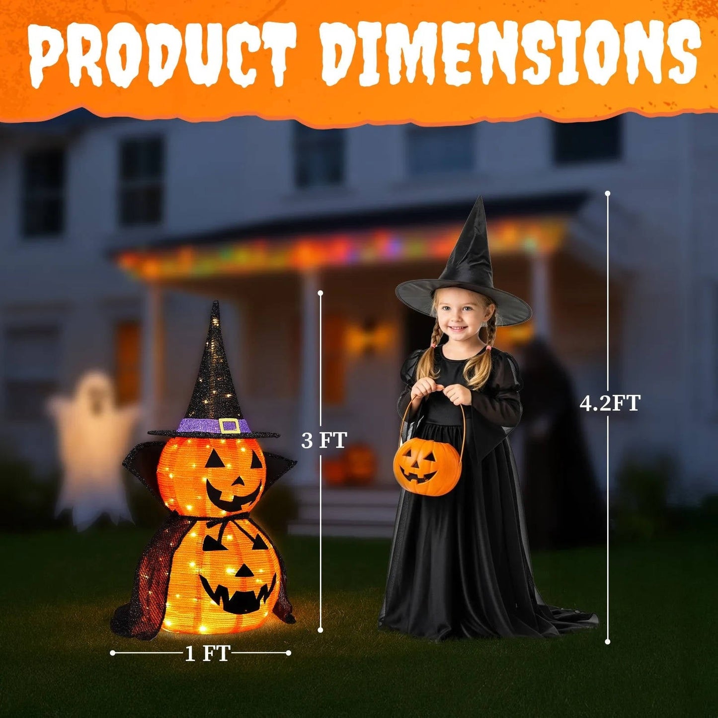 3ft Halloween Collapsible Lighted In/Outdoor Pumpkin Garden