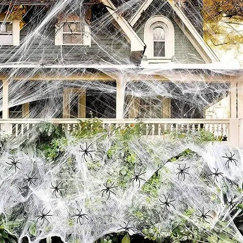 200 Sqft Spider Webs Halloween Door Decorations With Fake