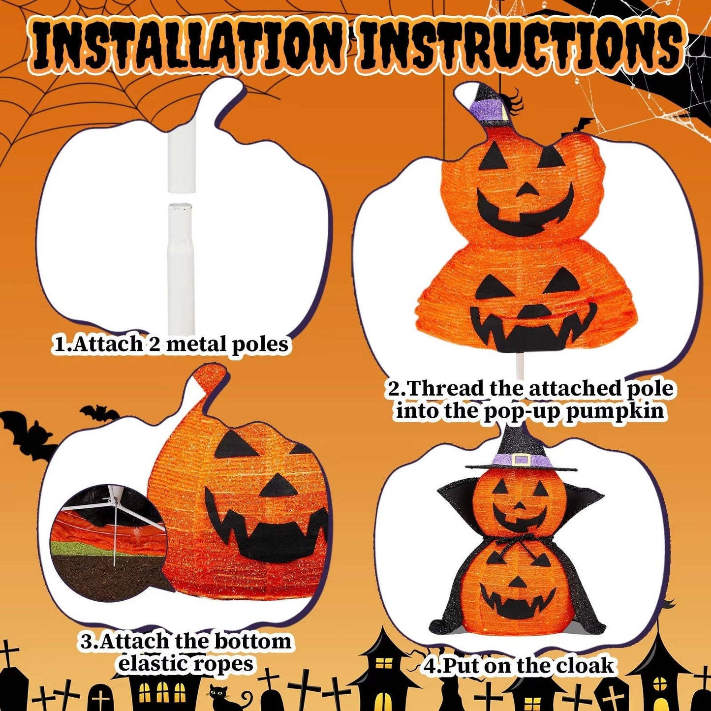 3ft Halloween Collapsible Lighted In/Outdoor Pumpkin Garden