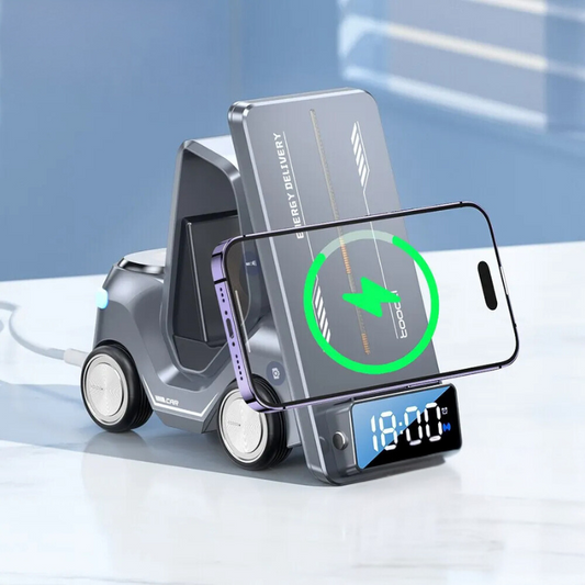 5-in-1 Forklift Design Wireless Charger with Alarm Clock